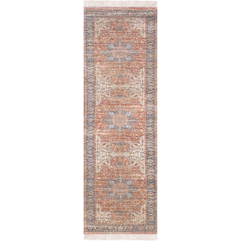 Tapis persan médaillon à pampilles, Tapis de couloir 2 pi x 8 pi