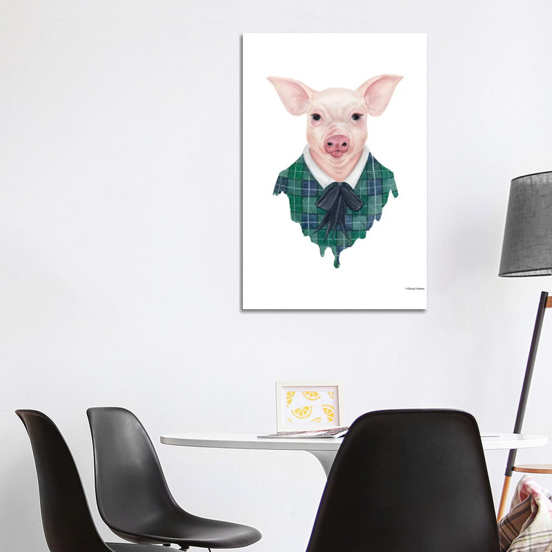 Pig In Plaid by Rachel Nieman - Wrapped Canvas Gallery-Wrapped Canvas Giclée