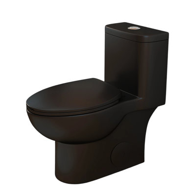 Toilette monobloc de 43 cm (17 po) de hauteur conforme aux normes ADA, avec chasse d'eau double à siphon, abattant à fermeture amortie, cuvette semi-allongée et entraxe de 30,5 cm (12 po) pour une installation facile.