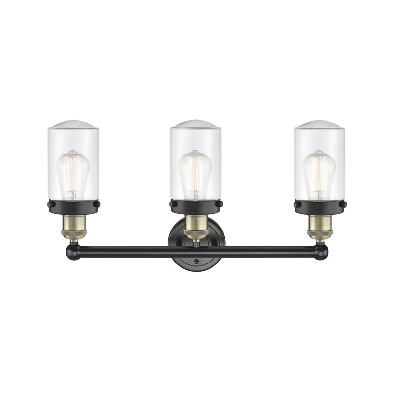 3 - Light Dimmable Vanity Light, Black Antique Brass, Clear