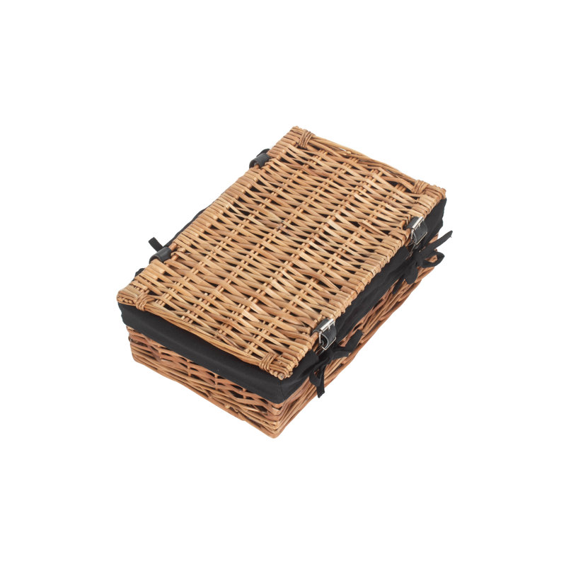 Wicker Lined Packaging Gift Hamper Basket, 11cm H x 34cm W x 19cm D, Black