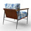 Chaise rembourrée Boho - bleu et blanc-1785355835