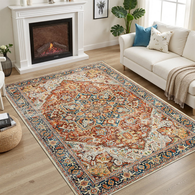 Rectangle Polyester Machine Woven Area Rug, Rectangle 6' x 9'
