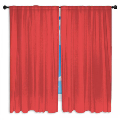 Solid Red Background Window Curtains Solid Color Sheer & Room Darkening - 2 Panels