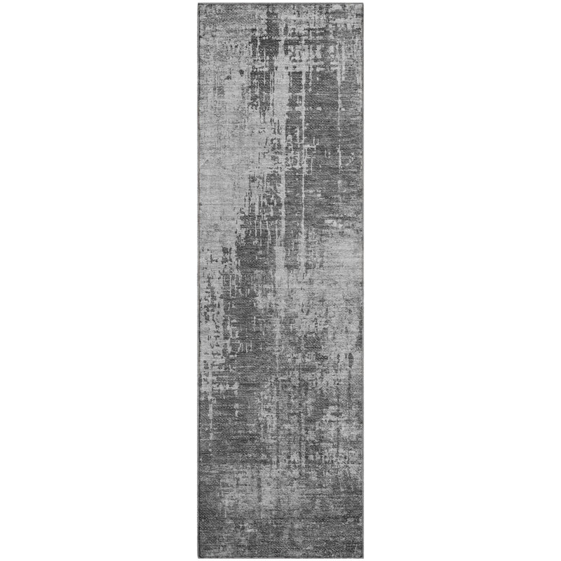 Tapis gris Prisco lavable à la machine de qualité supérieure, Tapis de couloir 2 pi 3 po x 7 pi 6 po