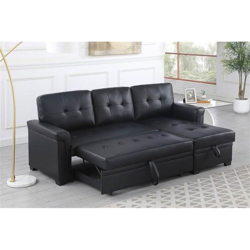 Canapé modulaire réversible en cuir Vegan, Similicuir noir