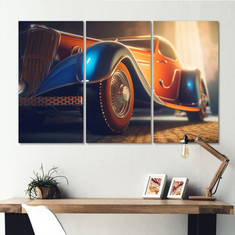 Vintage Oldtimer Classic Car Elegance - ensemble de reproductions d'art mural rétro, H 28 po x l 36 po x P 1 po