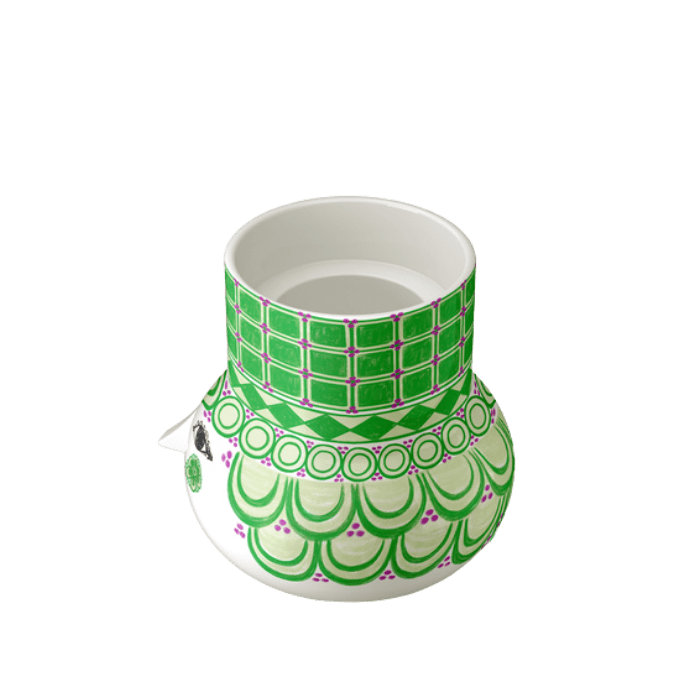 Olga Block Candle Holder, Green, H: 4.7", Blue, 4.7" H x 4.5" W x 5.1" D