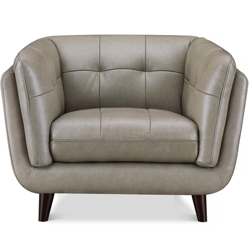 Rhyannon Top Grain Leather Chair, Solana Chico Slate Genuine Leather