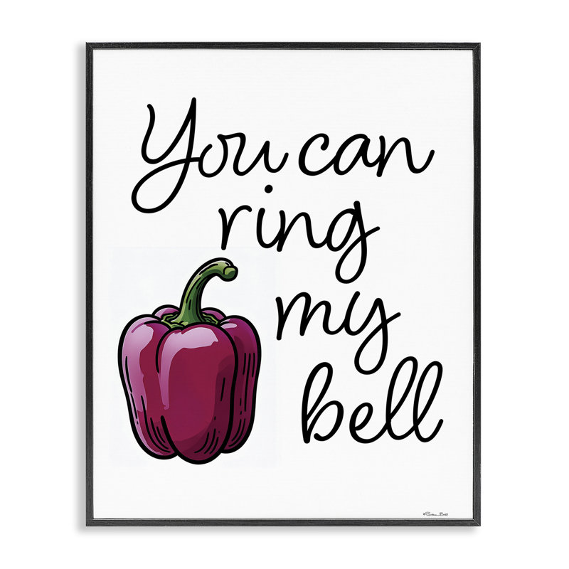 Ring My Bell Pepper, estampe numérique, design par Susan Ball, Giclée noire de minuit encadrée, H 20 po x l 16 po