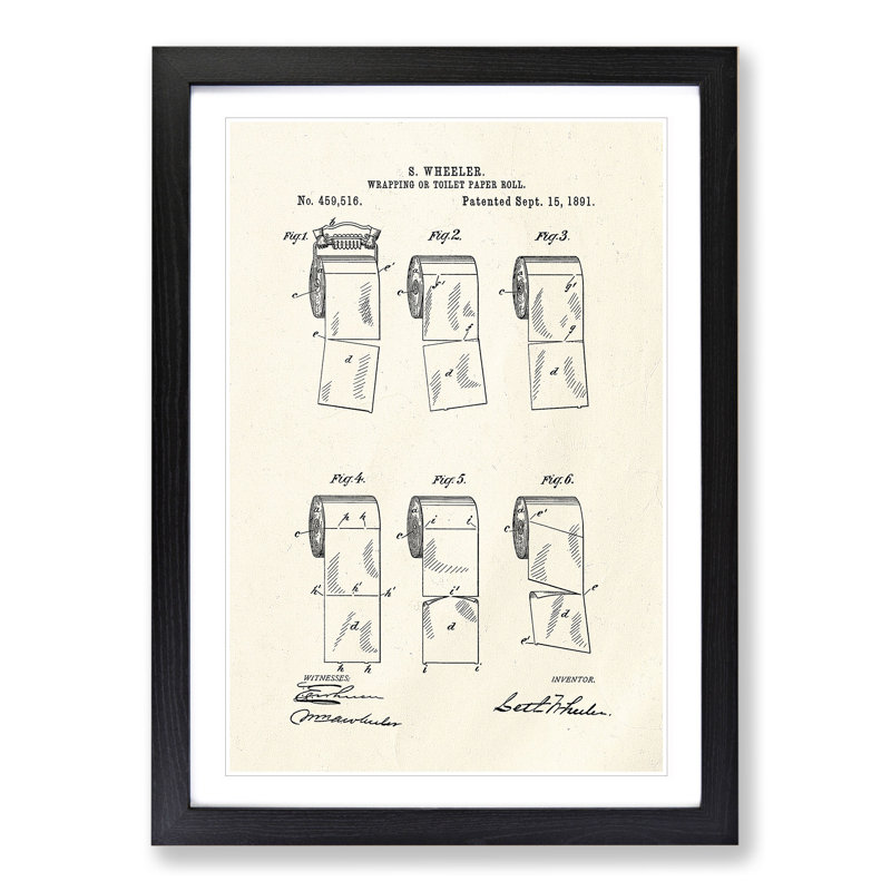 Toilet Roll Patent - Framed Print, Black, 36cm H x 27cm W x 2cm D
