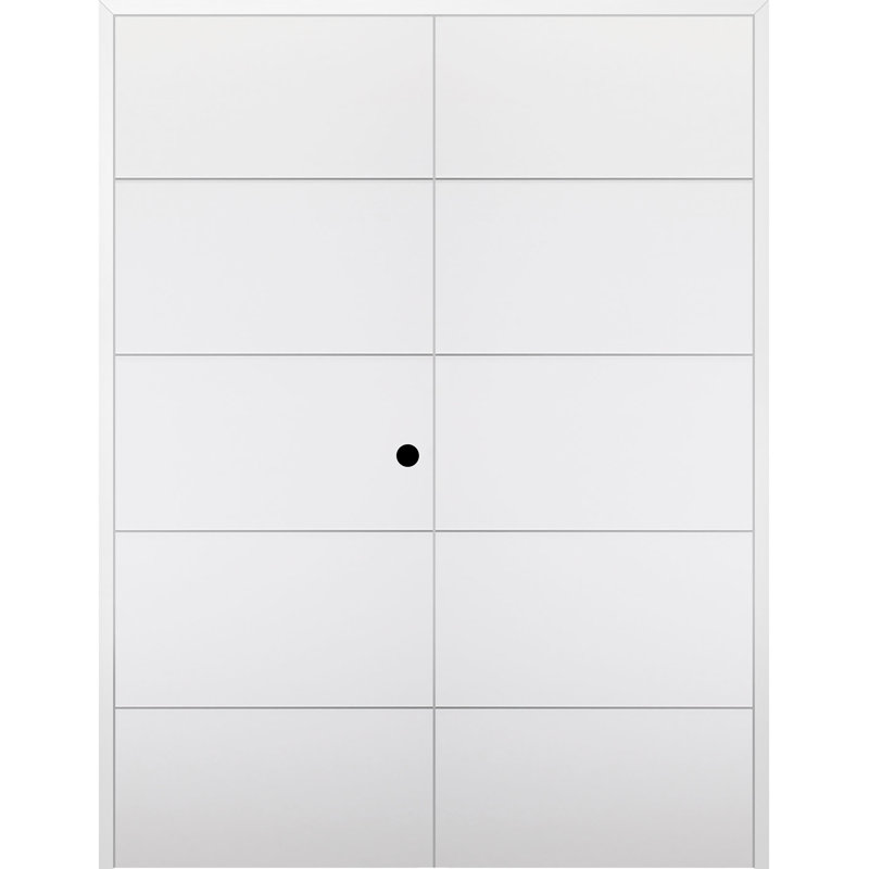 Optima 4H Panelled Manufactured Wood Standard Double Door, 47.75" x 79.38", White, Right