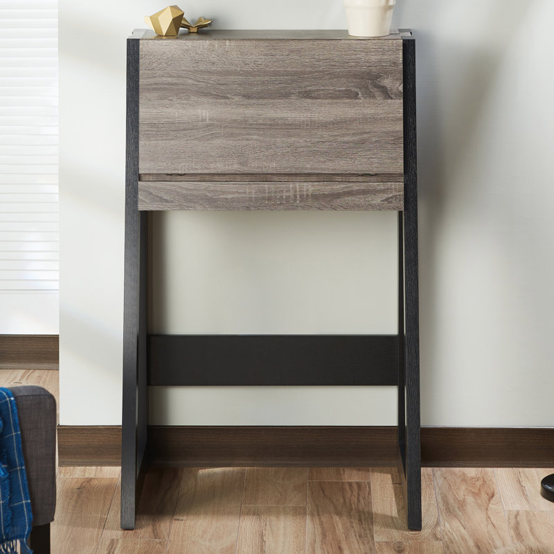 Fralick Secretary Desk, Distressed Gray/Black