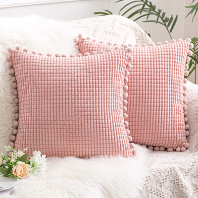 Pom-poms Cotton Blend Reversible Pillow Cover