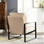 Chaise d'appoint Direct Classic Mid Century Modern avec structure carrée en métal durable, fauteuil pour le salon, la chambre à coucher, le bureau personnel revêtu de microfibre tacheté, brun clair-537050018