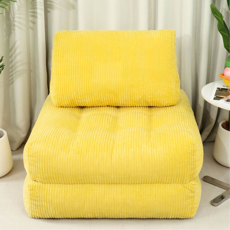 Canapé en velours côtelé 70,8 po jaune, doux et confortable, sans assemblage, idéal pour lire en famille ou dans le salon en fausse fourrure, grande salle de détente, dortoir