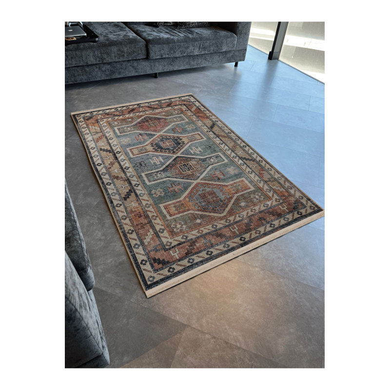 Tapis décoratif lavable à la machine multicolore, Rectangle 3 pi 3 po x 4 pi 11 po
