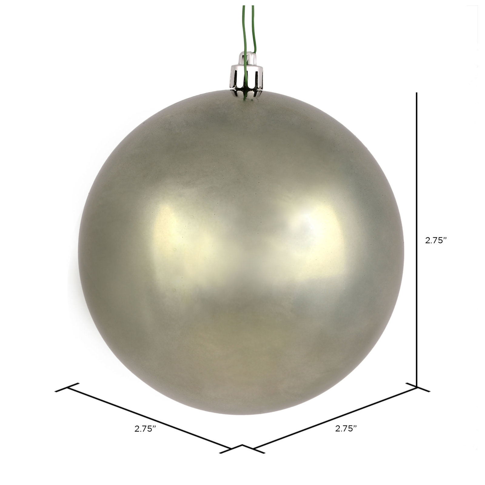 Holiday Décor Ball Ornament, Wrought Iron Shiny, 2.75" H x 2.75" W x 2.75" D