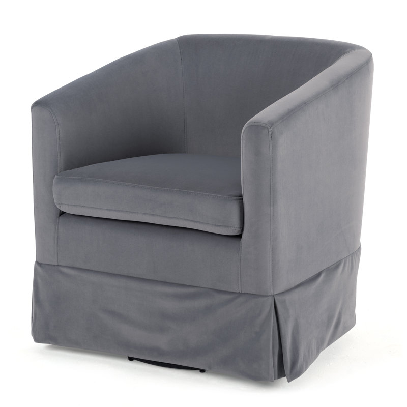 Breiona 27.36" Wide 360-Degree Swivel Chair, Gray Velvet
