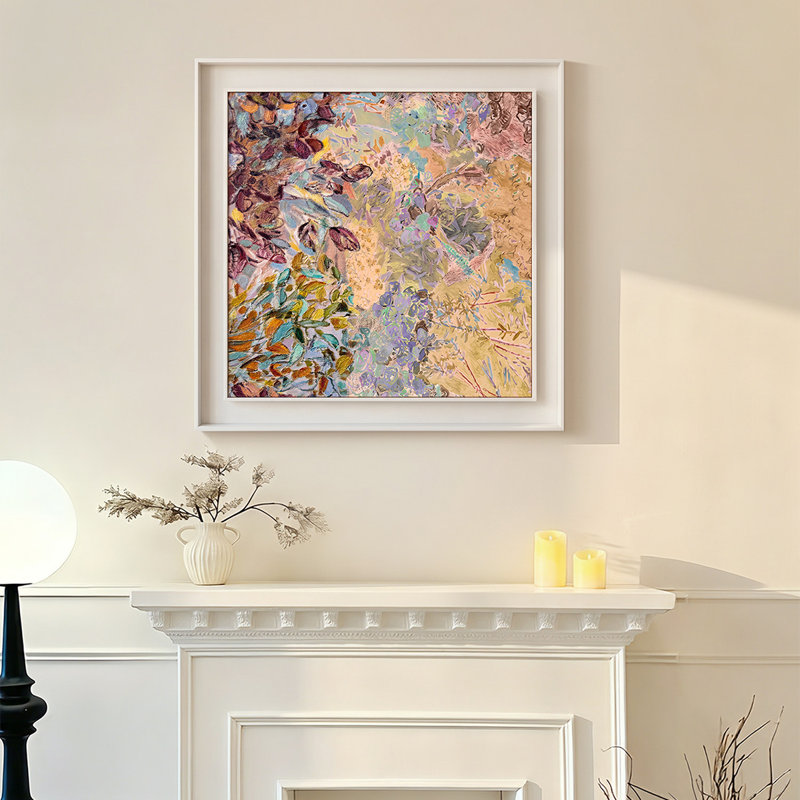 Art mural carré moderne Mid-Century pour salon, H 31,5 po x l 31,5 po