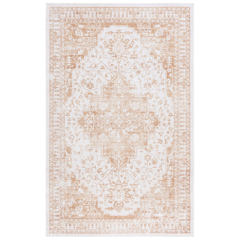 Arizona Manor Machine Washable Non-Slip Area Rug In Beige & Gold, Rectangle 183 x 274cm