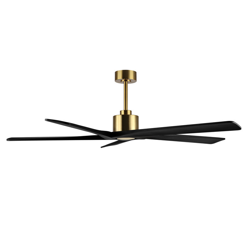 Ventilateur de plafond d'intérieur à 5 pales Baun avec télécommande, 72", Noir mat, Doré