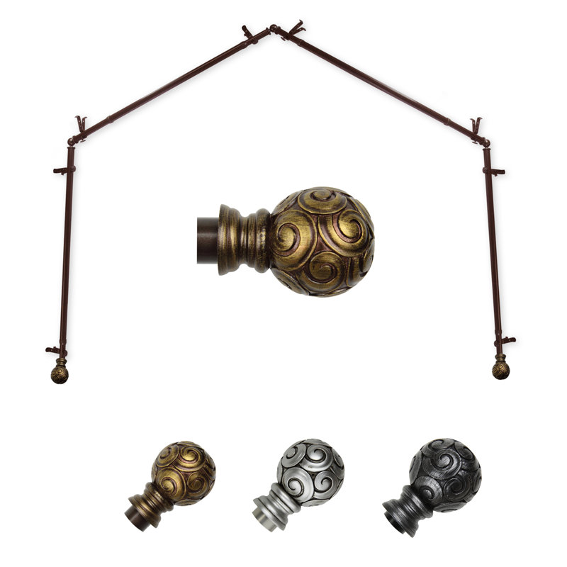 Ensemble de tringle à rideaux simple et quincaillerie à 4 côtés Margunde, Cacao, 18 po à 28 po (chaque côté)