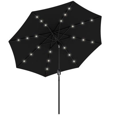 Parasol de patio solaire 9 pi avec lumières DEL inclinables, vert