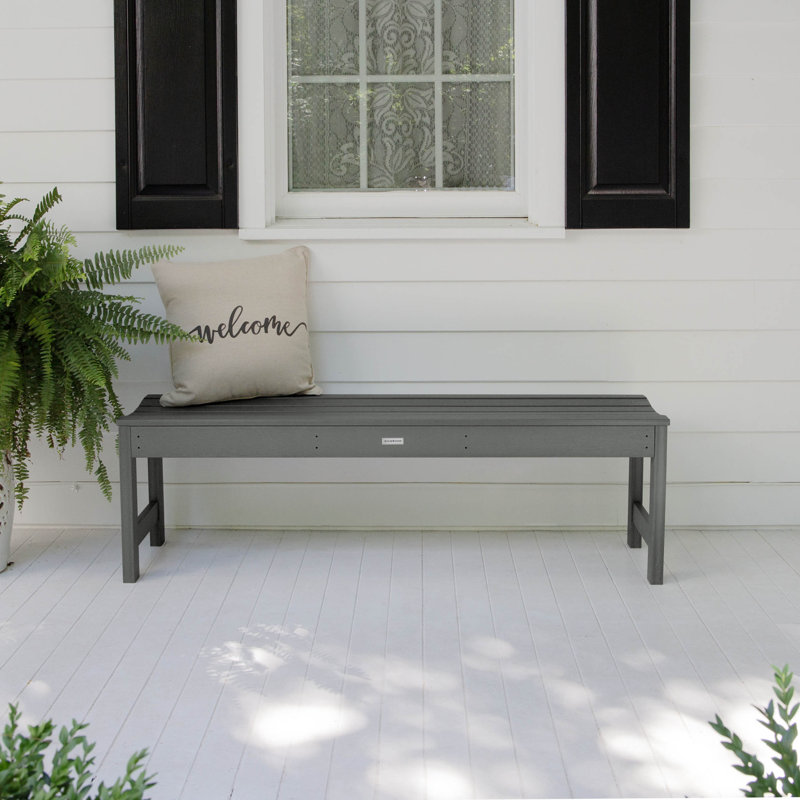 Banc d'extérieur en plastique recyclé Arbnora, H 17,3 po x l 56,8 po x P 15,8 po, Teck côtier