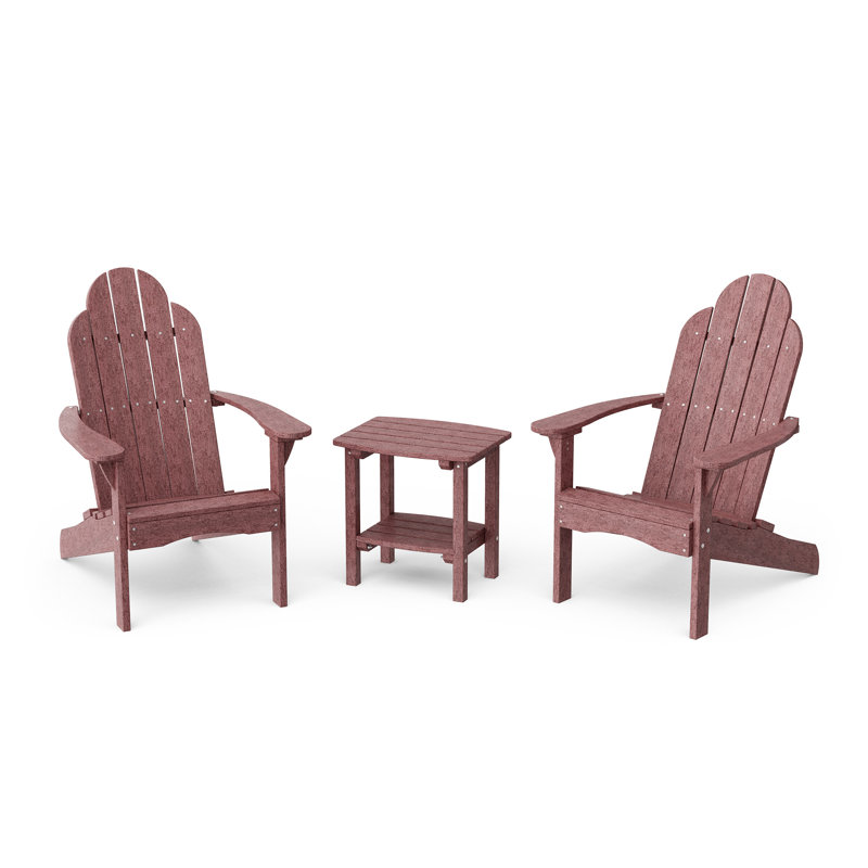 Classic 3-Piece Adirondack Set with Side Table, Cherrywood