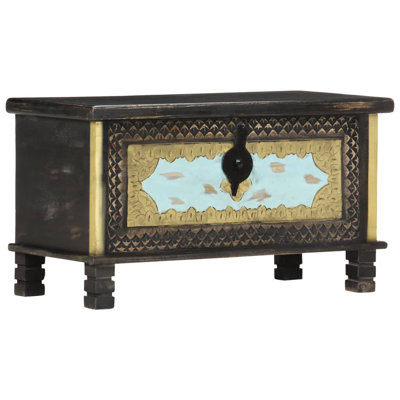Coffre de rangement en bois de manguier noir 31,5 po x 15,7 po x 17,7 po