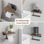Porte-papier hygiénique mural en bois de noyer avec tablette, acier noir mat SUS304, indispensable pour les méga-rouleaux de salle de bain