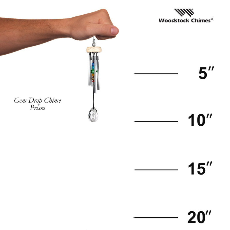 Multicolor Ash Wood and Aluminum Gem Drop Wind Chime