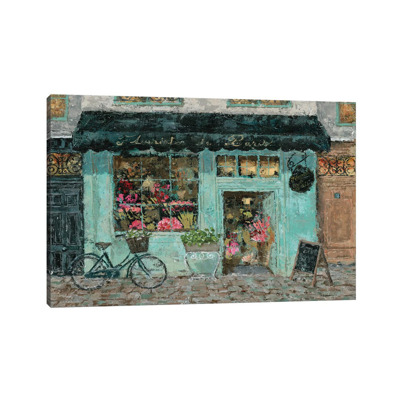 Parisian Flower Shop by Marie Elaine Cusson - Wrapped Canvas Painting, 66.04 cm H x 45.72 cm W x 3.175 cm D