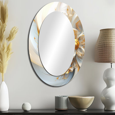 Miroir mural ovale Whirling tandis que glamour en or et blanc I