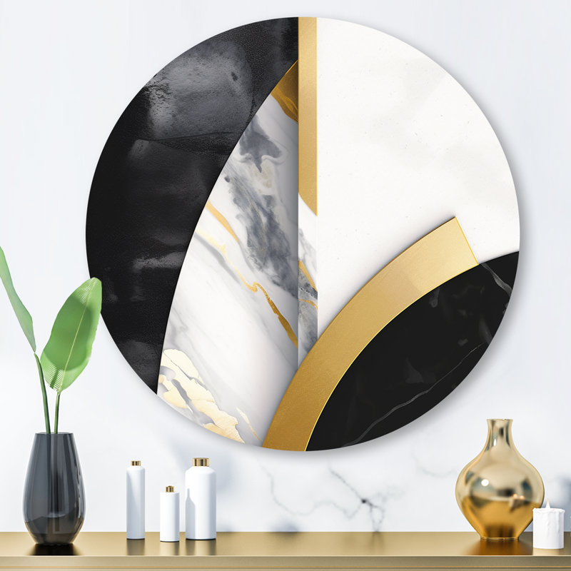 Marble Painting Shapes - Abstract Marble Metal Wall Décor, 29" H x 29" W x 1" D