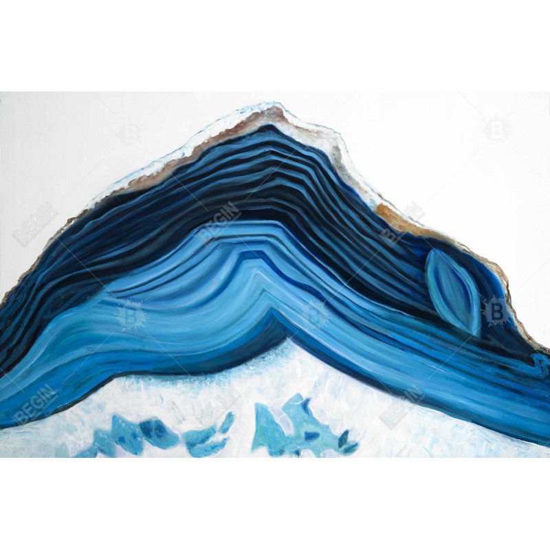 Blue Geode Profile - Minerals Hyperrealist Framed Canvas Decor