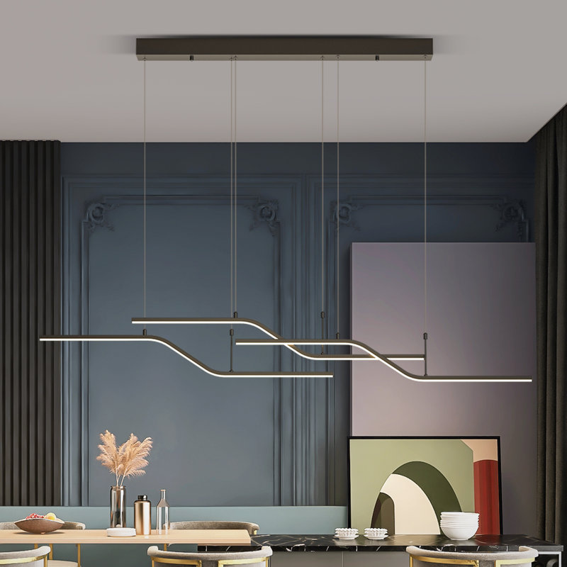 Lorisa 3 - Light LED Kitchen Island Pendant, Black