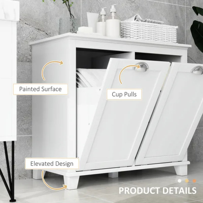 Armoire à linge blanche autoportante avec deux paniers inclinables