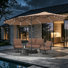 Ensemble de conversation pour 4 personnes avec parasol de patio et lumières solaires