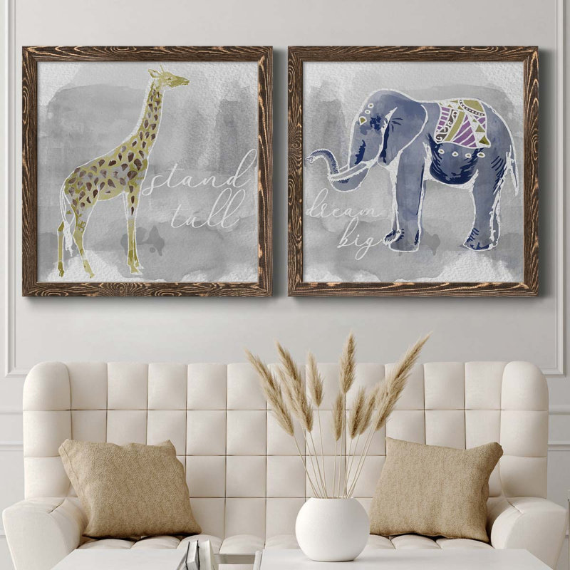 «Stand Tall», ensemble de 2 peintures sur toile encadrées, H 31,5 po x l 63 po x P 1,5 po, Encadré de bois de noyer