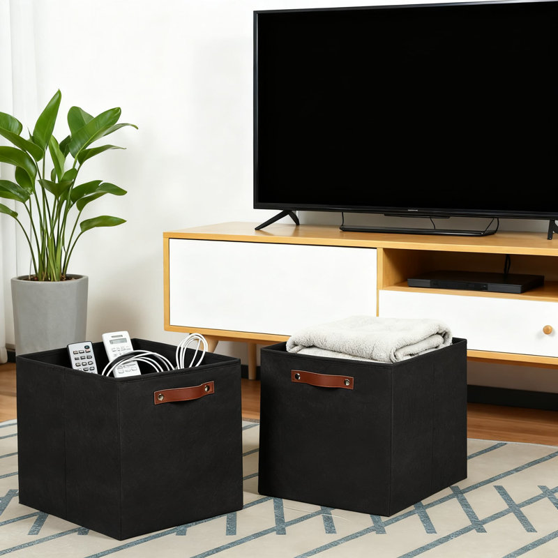 Ensemble de 4 bacs de rangement pliables en tissu avec poignées, paniers de rangement pour cubes, vêtements polyvalents et boîtes d'organisation de maison