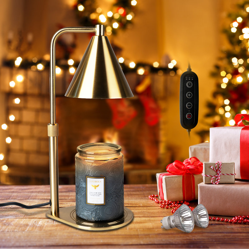 Adjustable Metal Candle Warmer Lamp with Timer, Gold