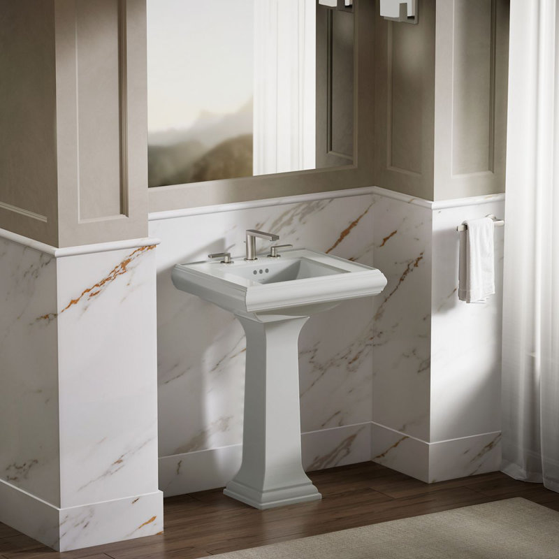 Memoirs®  Pedestal Tall Bathroom Sink with Overflow, Ice Gray, 8" Centers