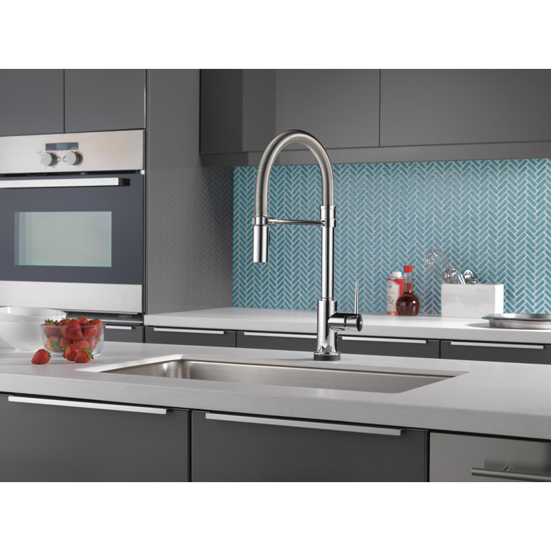 Robinet de cuisine rétractable à poignée simple tactile avec accessoires Trinsic Pro, Chrome