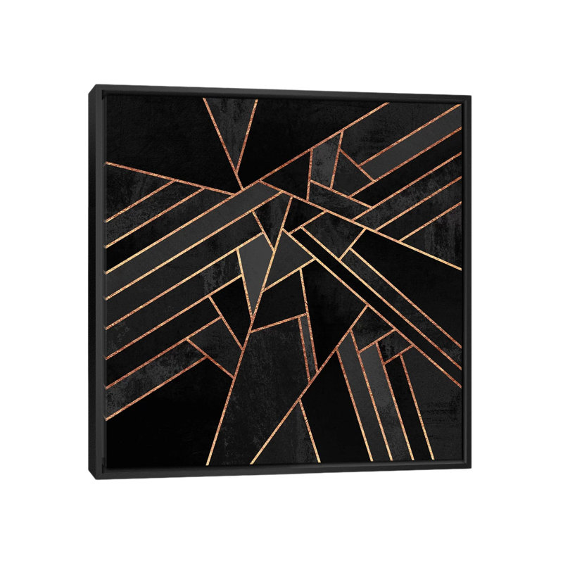 « black night », impression sur toile tendue, H 18 po x l 18 po x P 1,5 po, Toile avec cadre noir, Pas de tapis
