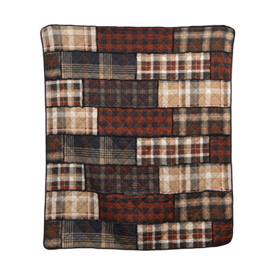 Donna Sharp LJ Plaid Ragged Pieced Cotton Quilted Throw 