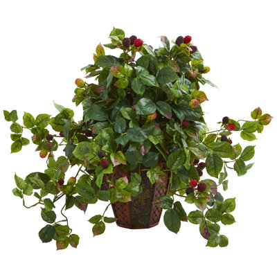 19'' Faux Foliage Plant in Wood Planter