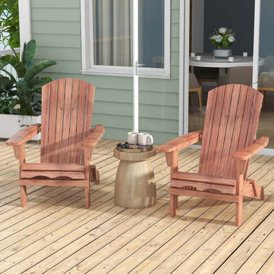 Highland Dunes Folding Adirondack Chair Set Of 1 With High Backrest & Wide Armrests Wooden by Highland Dunes