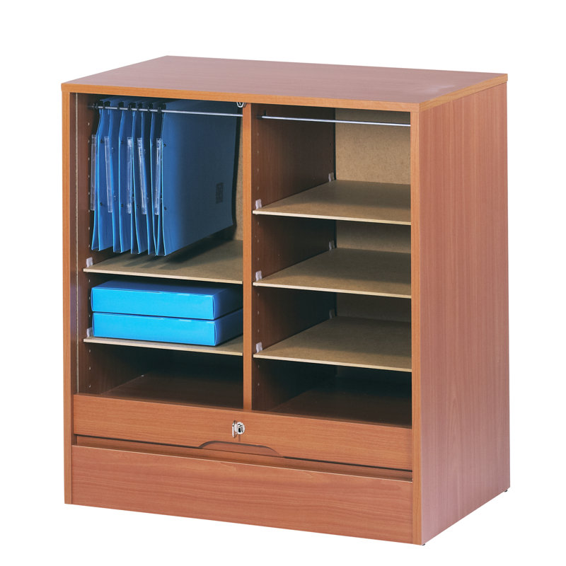 Cauley 1 -Door 8 -Shelf Tambour Unit, Cherry